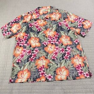 Caribbean Silk Blend Florals Casual Button Up Shirt Men’s XL Tropical Resort
